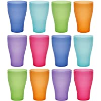 idea-station Neo Vasos plastico 12 Piezas- 450 ml- Colorido- Reutilizable- inastillable- Duro- vajilla- Tazas- Copas…